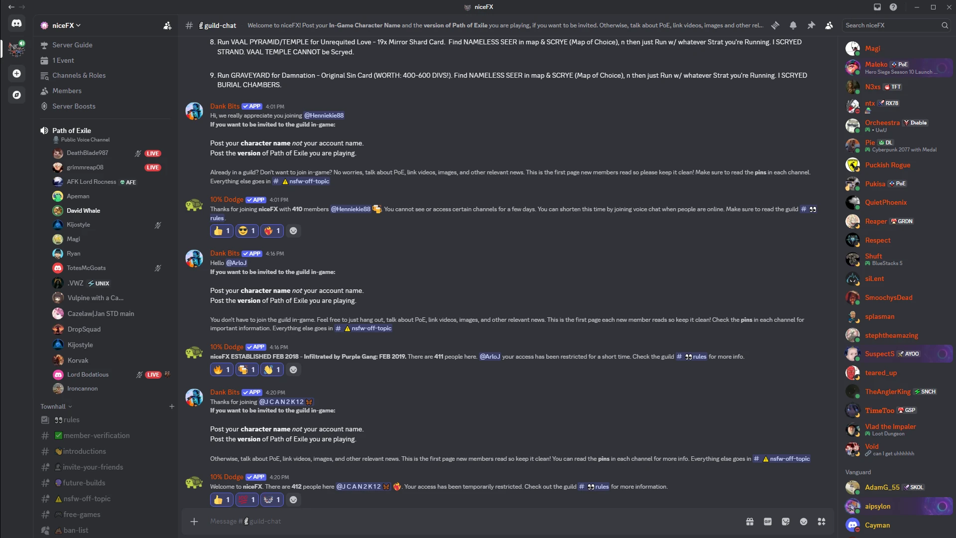 Screenshot of the niceFX Discord server